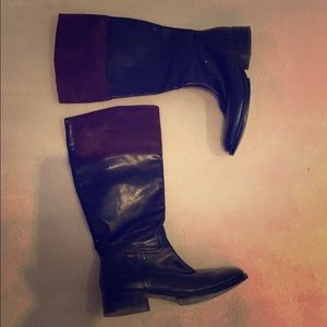 Kenneth Cole black leather-brown suede boots